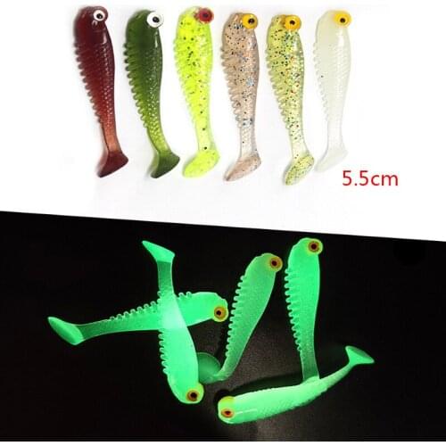 1pcs Flexible Silicone Small Fish Luminous Shaking Bait 5.5cm Luminous Bait Artificial Bait Carp Bait Fishing Accessories