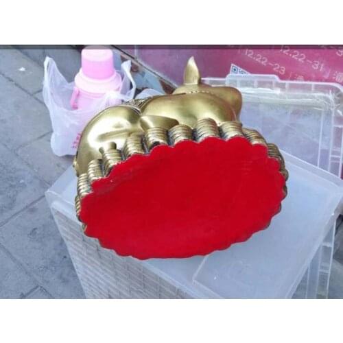 10" Chinese Copper Folk Animal Feng Shui Coin Money YuanBao Wealth Pig ART Statue