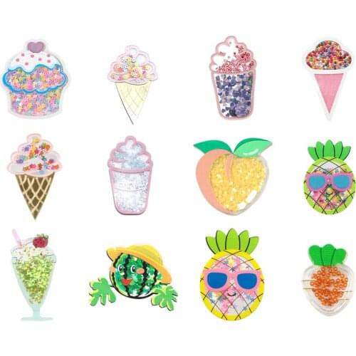 Cartoon Cake Ice Cream Lollipop Quicksand Acrylic Planar Resin DIY Sew For Bows Phone Case Decoration Jewelry Accesory 3Yc19065