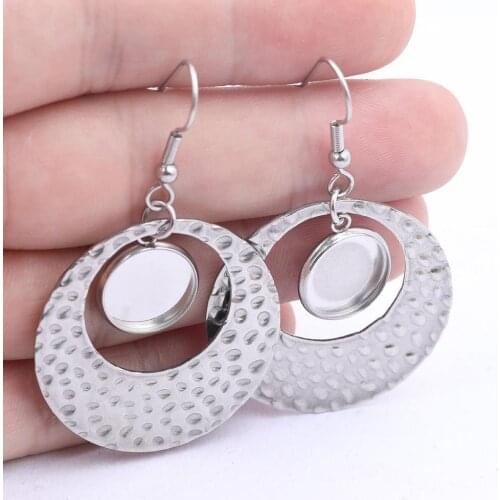 10pcs stainless steel fit 12mm cabochon earring setting blanks diy ear wire hooks findings for jewelry making