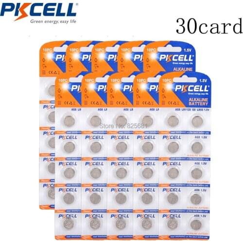 300Pcs PKCELL AG8 LR55 191 L1120 1.5V 45mAh Alkaline Button Coin Batteries For Watches Toys