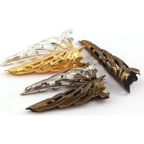 35x10mm Vintage Filigree Metal Pointed Horn Hollow Flower Spacer Beads End Caps Pendant DIY Charms Connectors Jewelry Findings