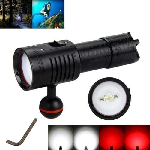 5000 Lumens 6x White+Red LED Diving Flashlight Torch Underwater 100M Diver Video Camera Photography Photo/Video Light