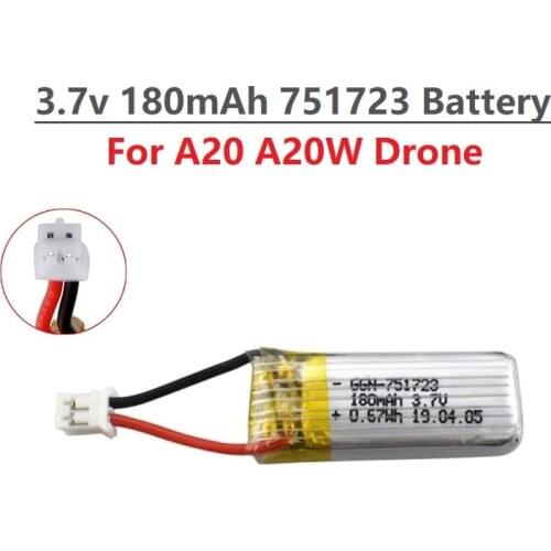 1-10Pcs Original 3.7V 180mAh Lipo Battery For A20 A20W Drone RC Quadcopter Spare Parts For A20 A20W Four-axis Drone Battery
