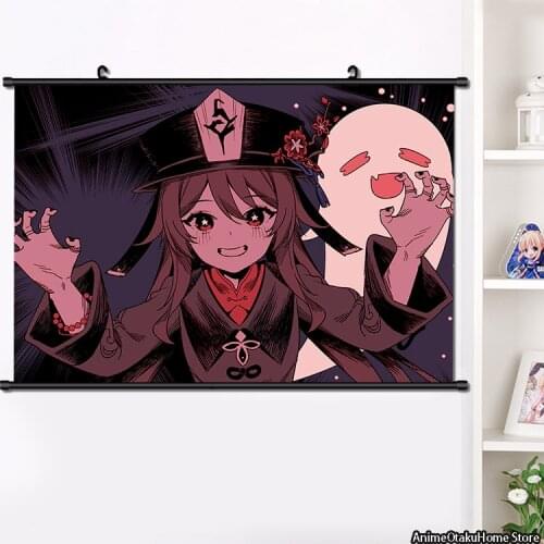 Anime Game Genshin Impact Hutao Cosplay Wall Scroll Painting Poster HD Print Home Decor Collection Art 40x60cm