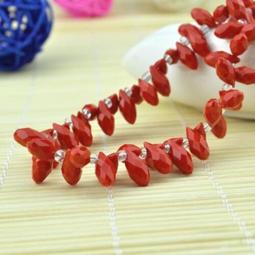 Free Shipping 100pcs Tear Drop Crystal Beads 6x12mm Fashion DIY Beads For Bracelet Making Porcelain Red Color