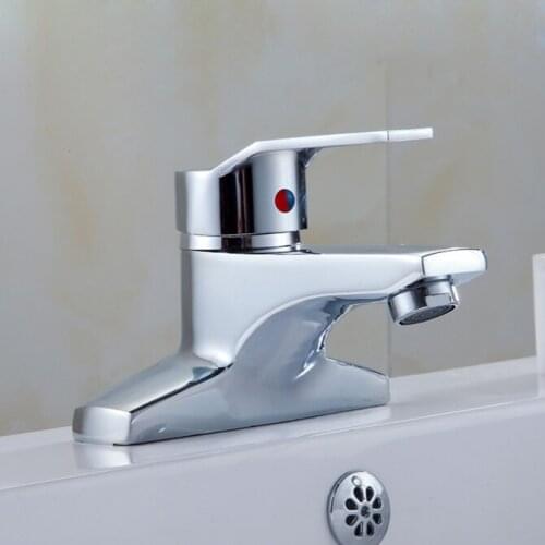Free shipping single handle dual hole Zinc basin sink faucet with polished chrome plated bathroom basin faucets