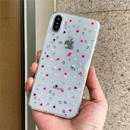 Glitter Heart Case For Samsung galaxy S7 Edge S8 S9 Plus A6 Plus 2018 Soft Silicone Cover For Samsung A7 2018 2019 A750 A70