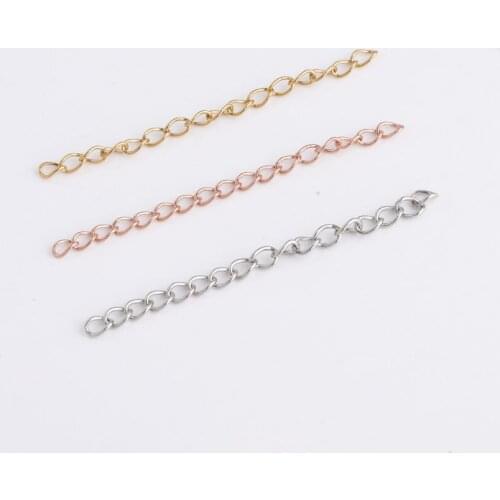 10pcs/lot 304 Stainless Steel Rose Gold Silver Tone 5cm Length Extend Tail Bulk Chain for DIY Chain Jewelry Making Findings