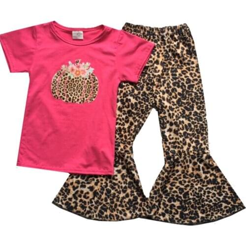 Children Clothes Baby Girls 2pieces Sets Casual Short Sleeve Print t-shirt And Fashion Pants With Leopard Print Girls Clothing