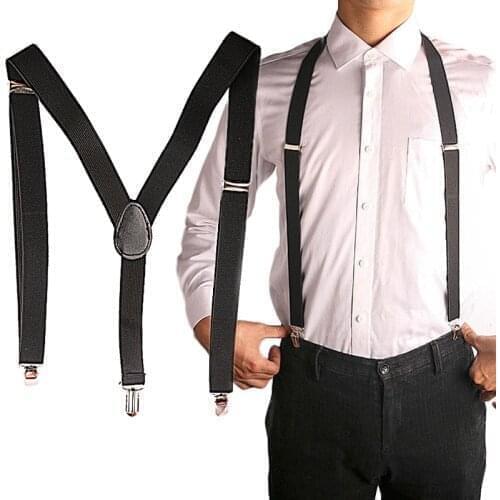 Elastic Suspender Y-Back Black Women Men Students Suspender Trousers DIY Fashion Pants Accessories Clip-on Braces Jeans Trousers
