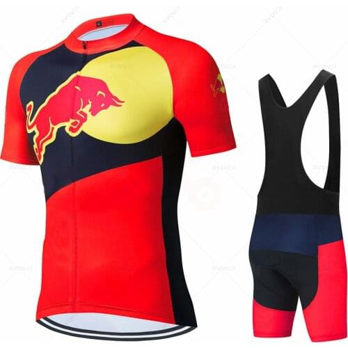 Summer Cycling Jersey Set Men 2021 Anti-UV Red Short Sleeve Cycling Clothing Bike Ciclismo Mtb Ropa De Hombre Cycling Clothes