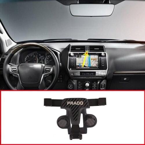 Carbon StyleSmartphone Cell Phone Mount Holder with Adjustable Air Vent Clip Cover For Toyota Land Cruiser Prado FJ150 2014-2019