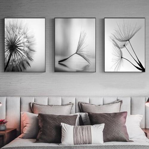 Dandelion Flower Canvas Painting Modern Black White Art Pictures for Home Decoration Living Room Abstract Wall Poster