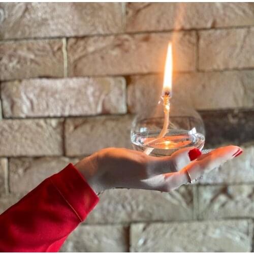 Small size ball shaped transparent glass kerosene lamp wedding decoration craft candle holder friend gift