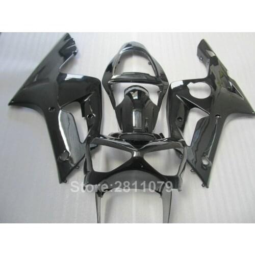 Injection molding 100% fit for Kawasaki Ninja ZX6R 03 04 glossy black fairings set ZX6R 2003 2004 RY25