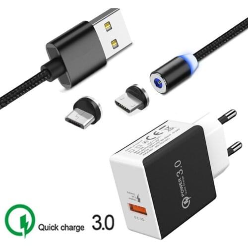 Micro USB Magnetic Charge Cable Oppo F7 K1 QC 3.0 Fast charger adapter For Samsung galaxy A3 A5 A7 2016 J5 J7 Neo S6 S7 Edge A10