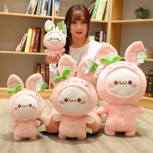 25/35/45/55cm Cute Soft Pink Rabbit Plush Toys Stuffed Office Nap Bed Sleep Long Pillow Home Decor Gift Doll Pillows For Kids
