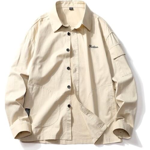 2021 New Streetwear Mens Shirts Men Harajuku Fashion Casual Cotton Solid Color Shirts Four Seasons Korean Loose Blouses