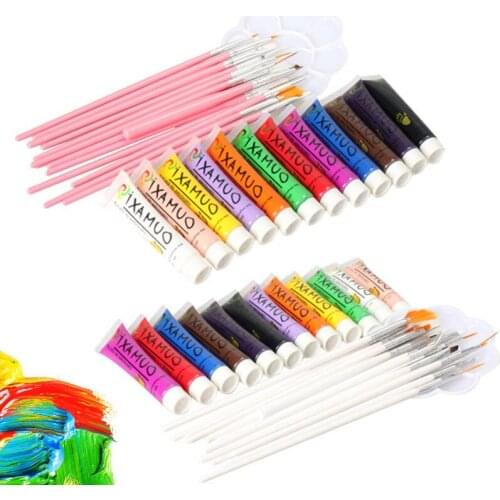 12 Colors Acrylic Nail Art Painting Pigment 15pcs Brushes Pen and Palette Dish Set Kit Drawing Art Supplie краски для рисования