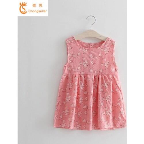 New Arrival Summer Children Clothing Sleeveless Dress For Girl Printed Floral Bow Princess Dresses Baby Girl Clothes Vestidos