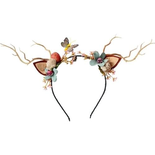 New Headpiece Festival Deer Horn Headdress Long Antlers Tree Branches Horns Hair Headband Cosplay Party Fancy Dress