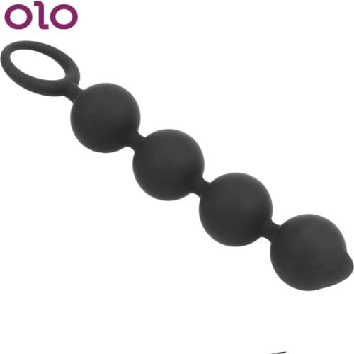 OLO Anal Beads Butt Plug with Pull Ring 4 Balls G-spot Prostate Massage Silicone Erotic Sex Toys for Women Men Sex Products