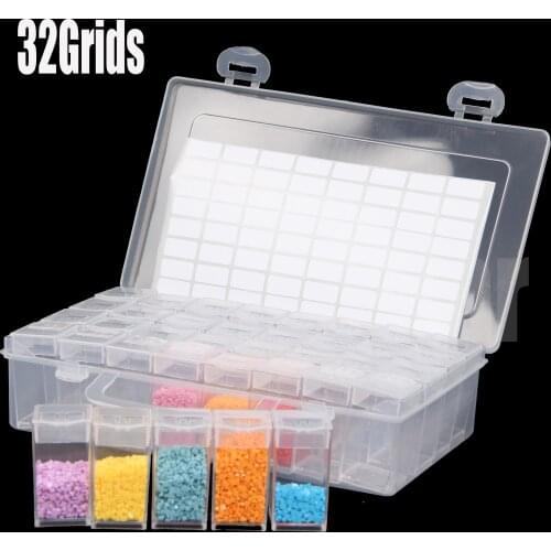 32/40/48/56/64 Grids 5D Diamond Transparent Plastic Box Diamond Painting Tools Accessories Jewelry Beads Storage Containers