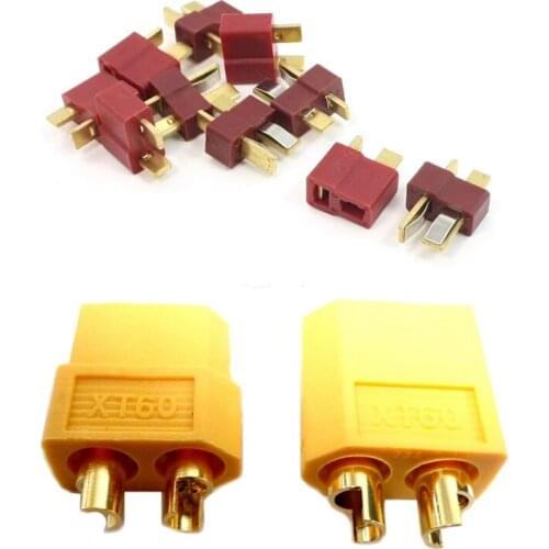 LBER 10 Pair Connector: 5 Pair XT60 Connector & 5Pair Deans Ultra Plug T Male+Female Connector for RC Li-Po Battery Car Plane