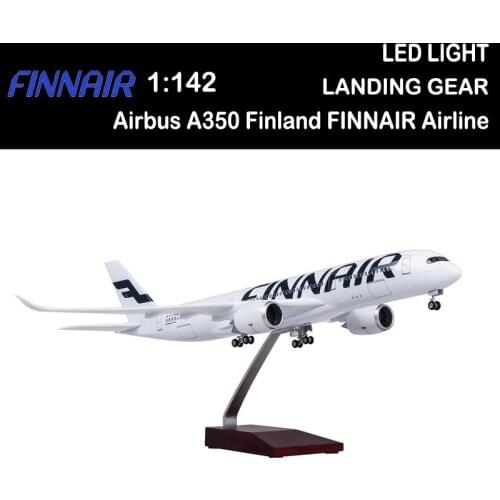 47CM 1/142 Airplane Airbus A350 Finland FINNAIR Airline Model Light Diecast Plane for Collection Adult Toy Airliner Gift Display