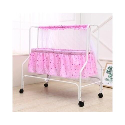 Folding Baby Cradle Crib with Netting Newborn Baby Rocking Crib Swing Bed Mosquito Net Roller Sleeping Basket Baby Bedding
