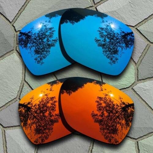 Sky Blue&Red Orange Sunglasses Polarized Replacement Lenses for Oakley Deviation