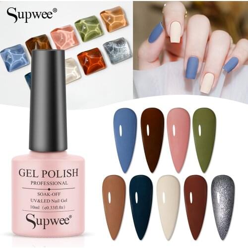 Supwee New Color 10ml Nail Polish Morandi Retro Cream Series Lampara Uv Led Nails Varnish Blue Gel Polish for Nails Art