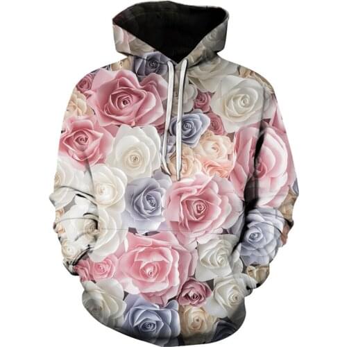 Tokyo Hoodie 2021 Hot Sale 3D Printing Hoodie Fun Sweatshirt Unisex Hooded Rose Flower Print Pullover Street Style Hoodie Top