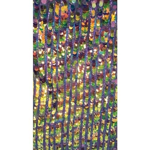 Stock 5yards/bag Rainbow embroidered circular sequin stripe pattern fashion new fabric for wedding dress design LF62