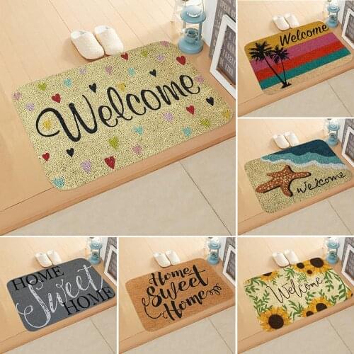 Welcome Rug Entrance Anti-Slip Mat Hallway Absorbent Blanket Printed Carpet for Living Room Bedroom Home Kitchen Doormat Art Pad