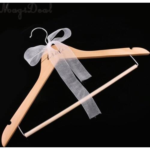 Vintage Natural Wood Wedding Dress Hanger Bridal Groom Hanger Party Gift