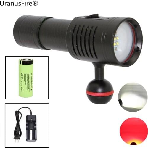 Diving Flashlight Underwater Photography Video Light White Red 4 * XP-G2 + 2 * XPE LED Scuba Torch 6-Modes Photo Lighting Lamp