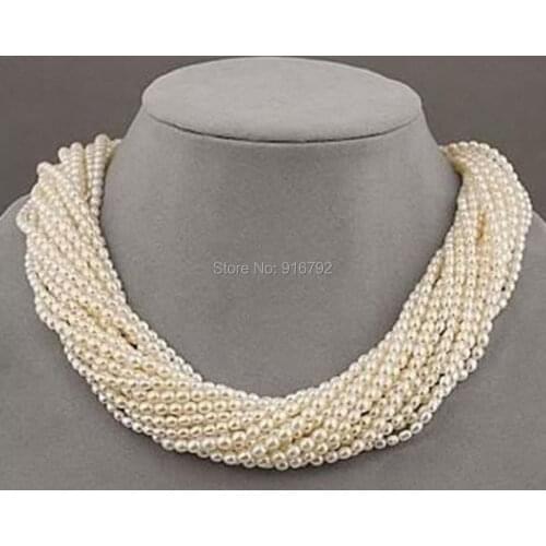 YH@CS >12 Share WHITE Refinement AAA+SOUTH SEA SMALL PEARL NECKLACE 18inchRING