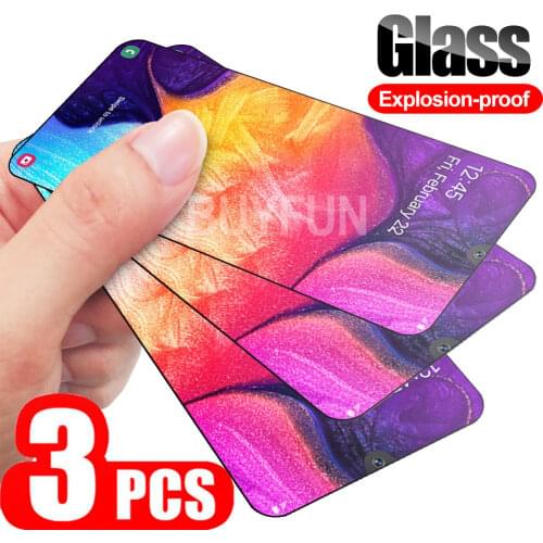 3 PCS Safety Glass For Samsung Galaxy A50 A50S Full Cover Film transparent on samsun glaxy a 50 50s protective tempered glass hd