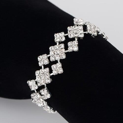 Shiny Rhinestone Crystal Geometric Bracelet Sweet Minimalist Bride Wristband Ornament Jewelry Wholesale