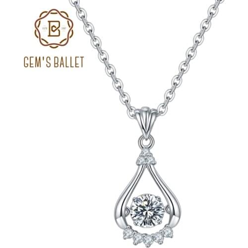 GEMS BALLET 925 Sterling Silver Pendant For Women Wedding 0.5Ct D Color Twinkle Moissanite Diamond Pendant Necklace