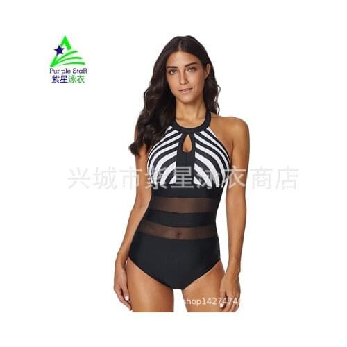 Women Sexy Bikini Swimwear High Neck Beachwear Halter Neck Swimsuit OnePiece Bathing Suit