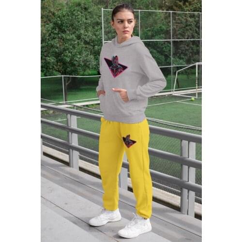 Angemiel Wear Ant Man Women Tracksuit Set Gray Hooded Sweatshirt Yellow Sweatpants