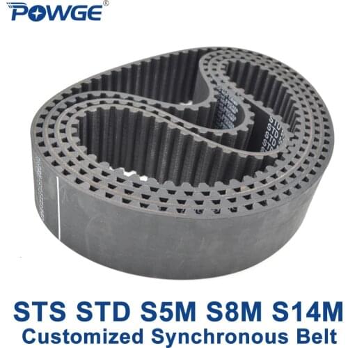 POWGE S-Toothed STD S5M S8M S14M Synchronous Belt Pitch 5mm 8mm 14mm Customized all kinds of STS S5M S8M S14M Timing Belt