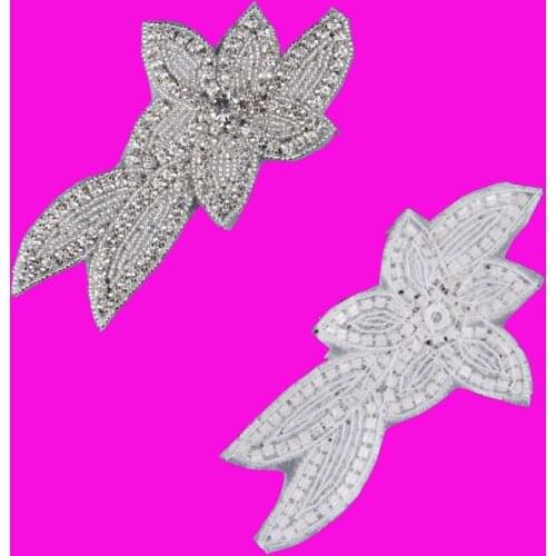 1pcs/lot) 15CM Lovely Bling Flower Rhinestone Applique Sew On Flatback Crystal Button For Wedding Dress/Shoes