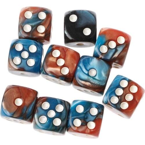 10pcs Six Sided 12mm Transparent Cube Round Corner Portable Table Playing Games