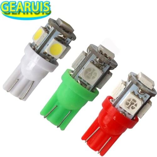 100pcs/lot T10 5 SMD 5050 LED 194 168 W5W 12V 5LEDs Light Bulb Clearance Light Parking Indicator Reading Lamps White Blue 12V