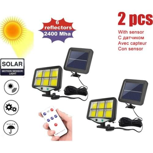 2pcs seperable 120 LED Solar Light Outdoor Solar Lamp with Motion Sensor Street Spotlight SunLight for Garden Decoration remote