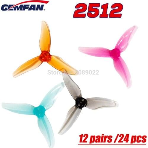 24 pcs /12Pairs Gemfan Hurricane 2512 2Inch 3-Blade Propeller 3 Holes 1.5mm Props FPV Propeller for FPV Racing Toothpick Drone